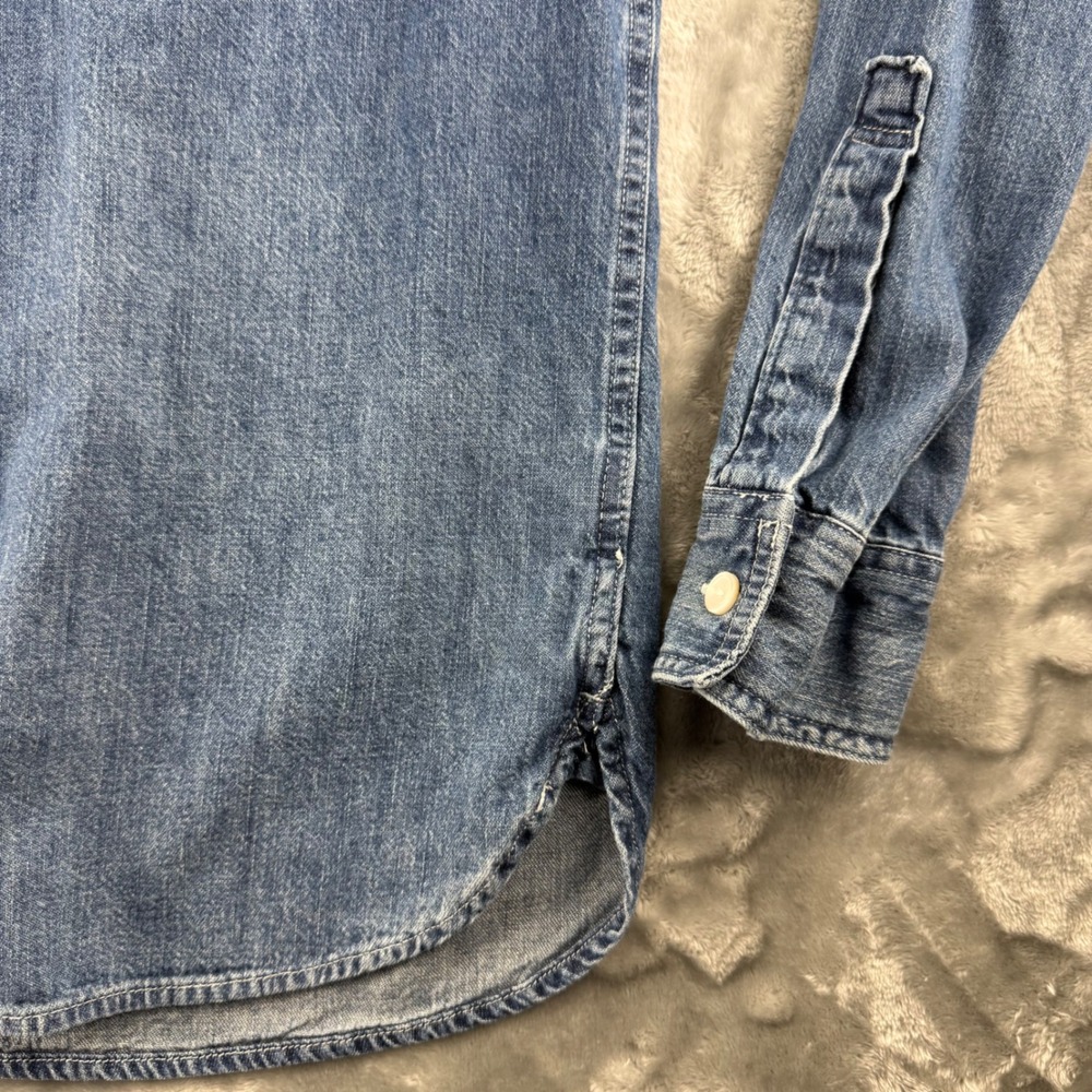American Eagle Mens Denim Button Down Shirt Medium Wash Blue Cotton Small 11/18 - Picture 5 of 16